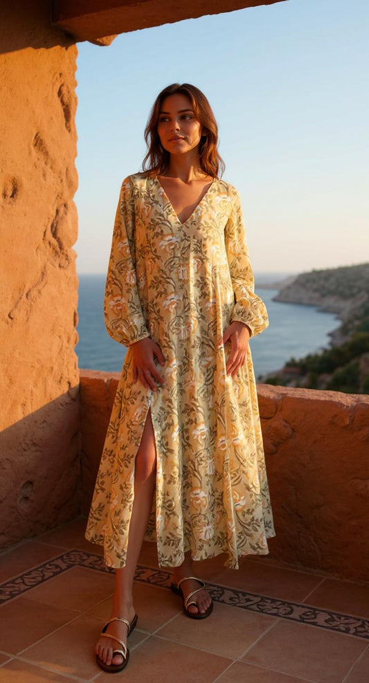 Long Sleeve Slit Dress "Chandani"