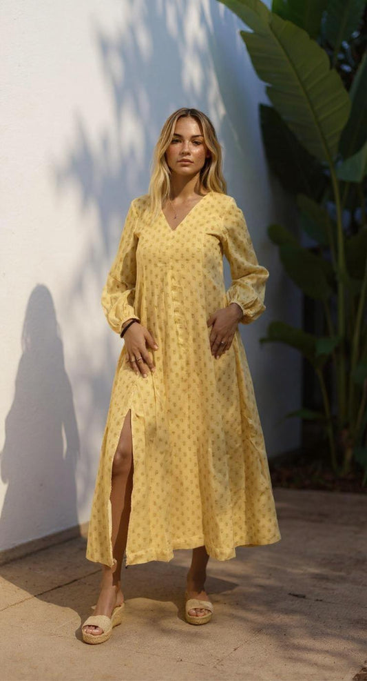 Long Sleeve Slit Dress "Anjani"